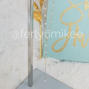 NWT LOFT Dainty Pearlized  Crystal Y Necklace